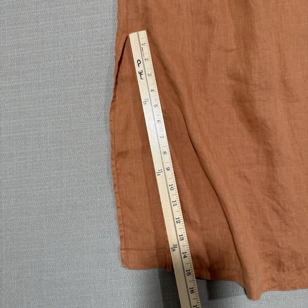 Anthropologie Cloth & Stone Linen Cross Halter Maxi Dress Size XS Orange Coastal - Picture 9 of 10